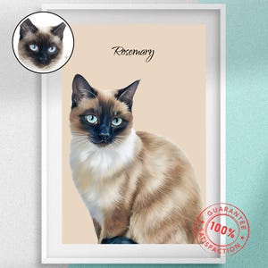 Custom Pet Portrait, Painting from Photo for Cat Memorial, Cartoon Art of Dog Drawing, Painted Pet Portrait for Personalized Pet Drawing