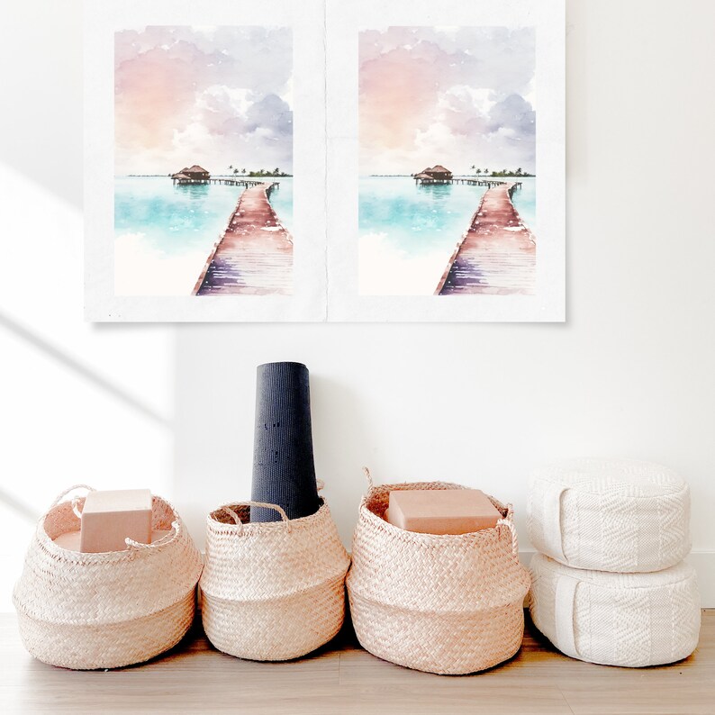 Maldives Watercolor Art Print, South Asia Island Painting Poster ...