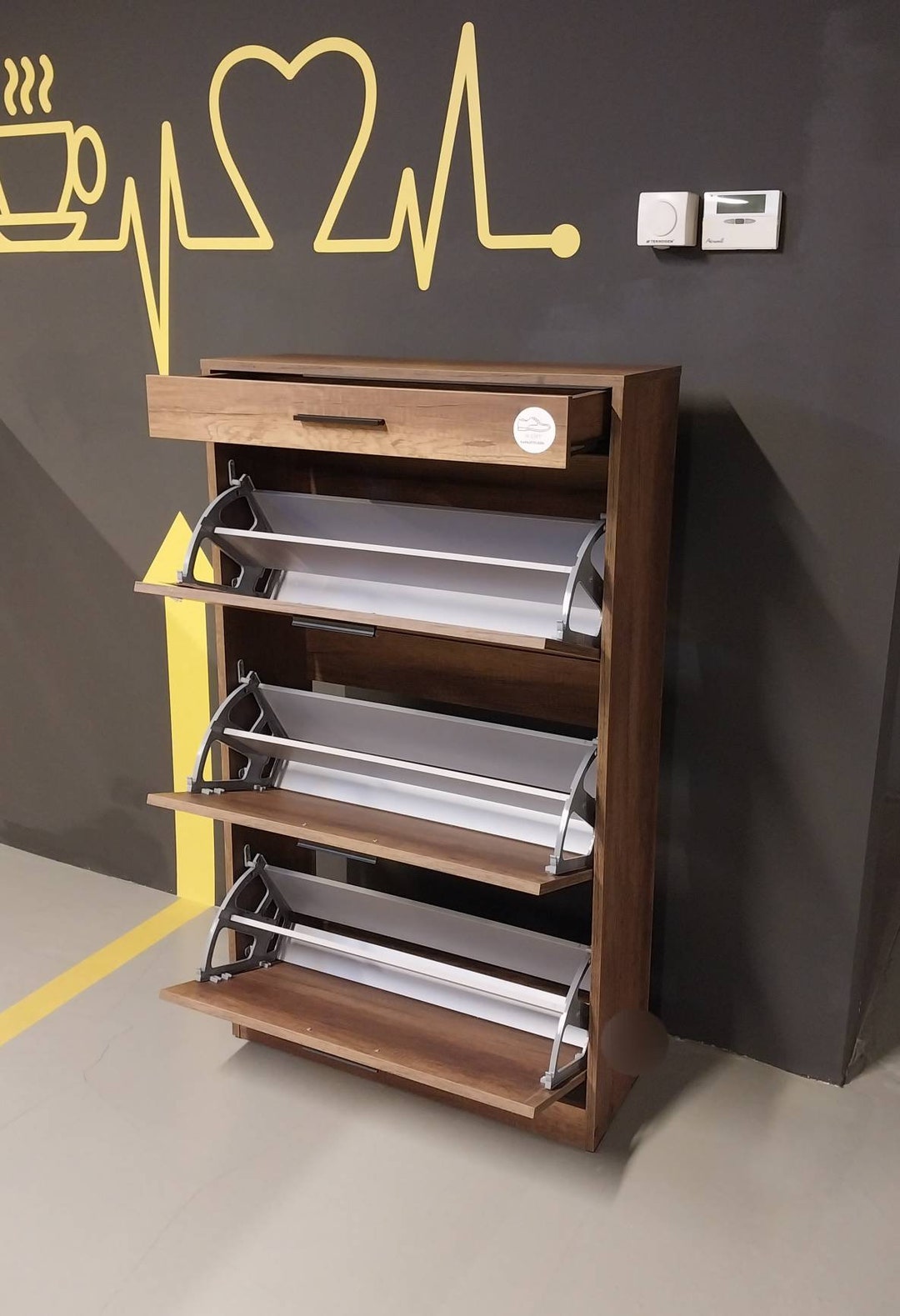 Wide Drop Cover Shoe Rack With Drawer Shoe Rack Shoe Etsy wide-drop-cover-shoe-rack-with-drawer-shoe-rack-shoe-etsy