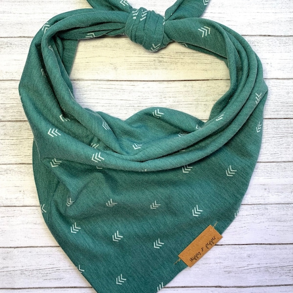 Boho Arrows Teal Turquoise Knit Dog Bandana | Tie On | Fall Fashion | Family Pet Portrait Pictures Photos | Dog Mom | Puppy Cat Bandanna