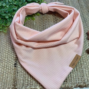 Cotton Candy Pink Ribbed Knit Dog Bandana | Stretchy Tie On | Spring Fashion | Family Pet Portrait Picture Photos | Dog Mom | Puppy Cat Boho