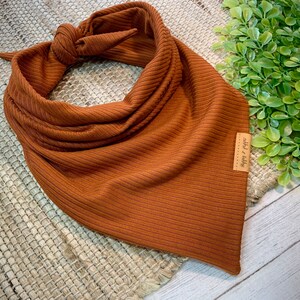 Picture of Boho Rust Copper Ribbed Knit Dog Bandana | Tie on | Fall Fashion ...