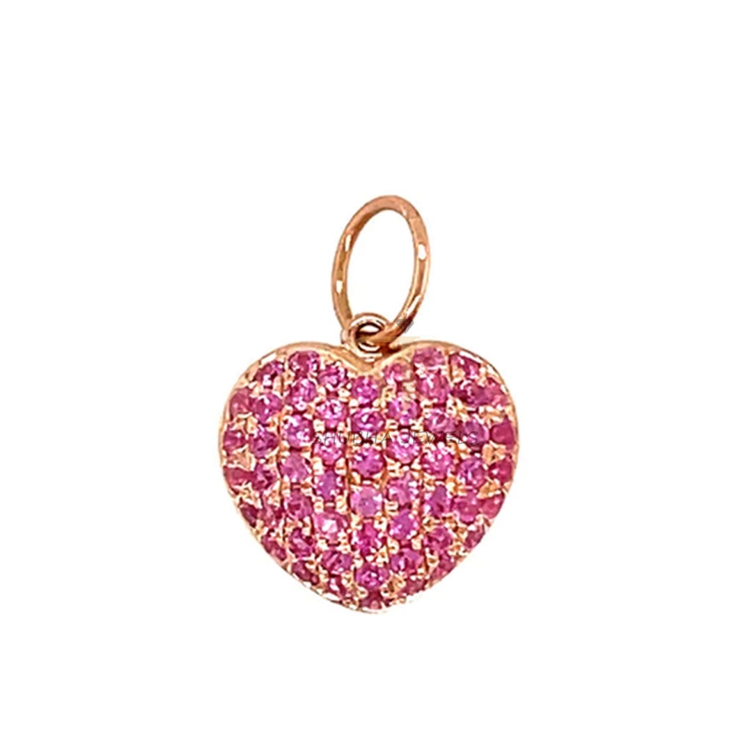 925 Sterling Silver Ruby Heart Pendant, Silver Ruby Heart Pendant