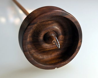 Cocobolo 1.38 oz. "Blaze" Vermont Spindles Long Stem Top Whorl Drop Spindle * White Corriedale Fiber * Ready to Ship *