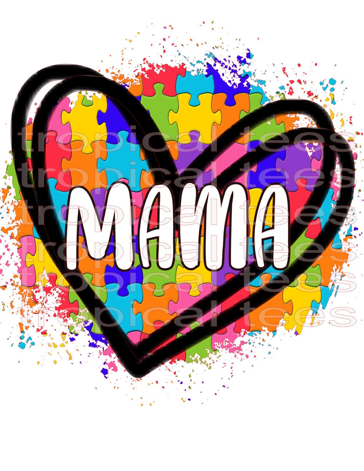 Autism Mama Puzzle Piece Rainbow Heart PNG Digital Download Sublimation ...