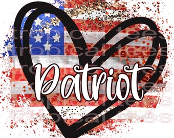 Patriot Heart USA American Flag Sublimation Design Digital Download