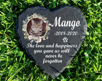 Gepersonaliseerde Hart PET-gedenkteken Donkergrijze leistenen plaquette in de maat 10x10 en 25x25 cm Kat Hond Vis Caviagrave marker
