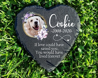 Gepersonaliseerde hartvorm PET-gedenksteen donkergrijze plaquette in de maat 10 x 10 cm (4 x 4'') kat hond grafsteen oneindig liefde