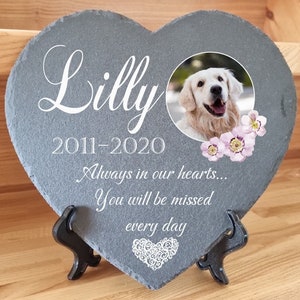 Personalized Pet Memorial Plaque Heart Shape Headstone 25x25CM(9.8x9.8'') 10x10CM(4X4'') Flower Design