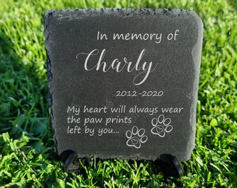 Personaliseerbare PET-gedenksteen leisteen gedenkplaat in de maat 10 x 10 cm 15 x 15 kattenhond donkergrijze grafmarkering