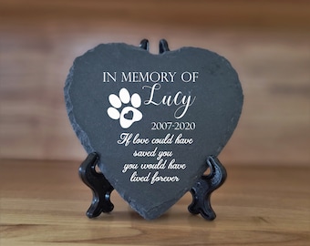 Gepersonaliseerde hartvorm huisdier Memorial graf marker leisteen stenen plaquette 10x10cm of 25x25 cm kat hond hamster graf marker