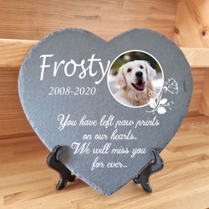 Gepersonaliseerde hart PET donkergrijze gedenksteen leistenen plaquette in de maat 10x10 en 25x25 cm Kat Hamster Hond grafmarkering