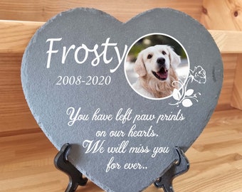 Gepersonaliseerde hart PET donkergrijze gedenksteen leistenen plaquette in de maat 10x10 en 25x25 cm Kat Hamster Hond grafmarkering