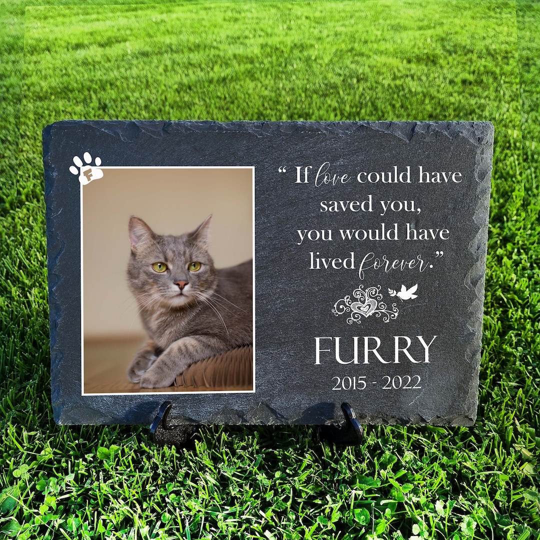 Personalized PET Grave Marker Dark Grey Cat Dog Memorial Slate Etsy