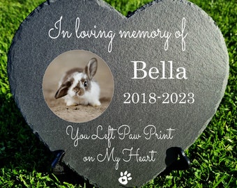 Gepersonaliseerde PET-herdenkingssteen Hart gedenkplaat in de maat 10 x 10 (4 x 4'') CM OF 25 x 25 cm (9,8 x 9,8'') cm kat hond hamster vogelgrafmarker