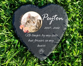 Gepersonaliseerde hartvorm bloemen PET donkergrijze gedenksteen leisteen gedenkplaat in de maat 10 x 10 (4 x 4'') cm 25 x 25 kattenhond grafmarkering