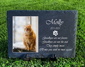 Op maat gemaakte PET-herdenkingsleisteen donkergrijs Kat Hond grafsteen plaquette maat 20x30cm