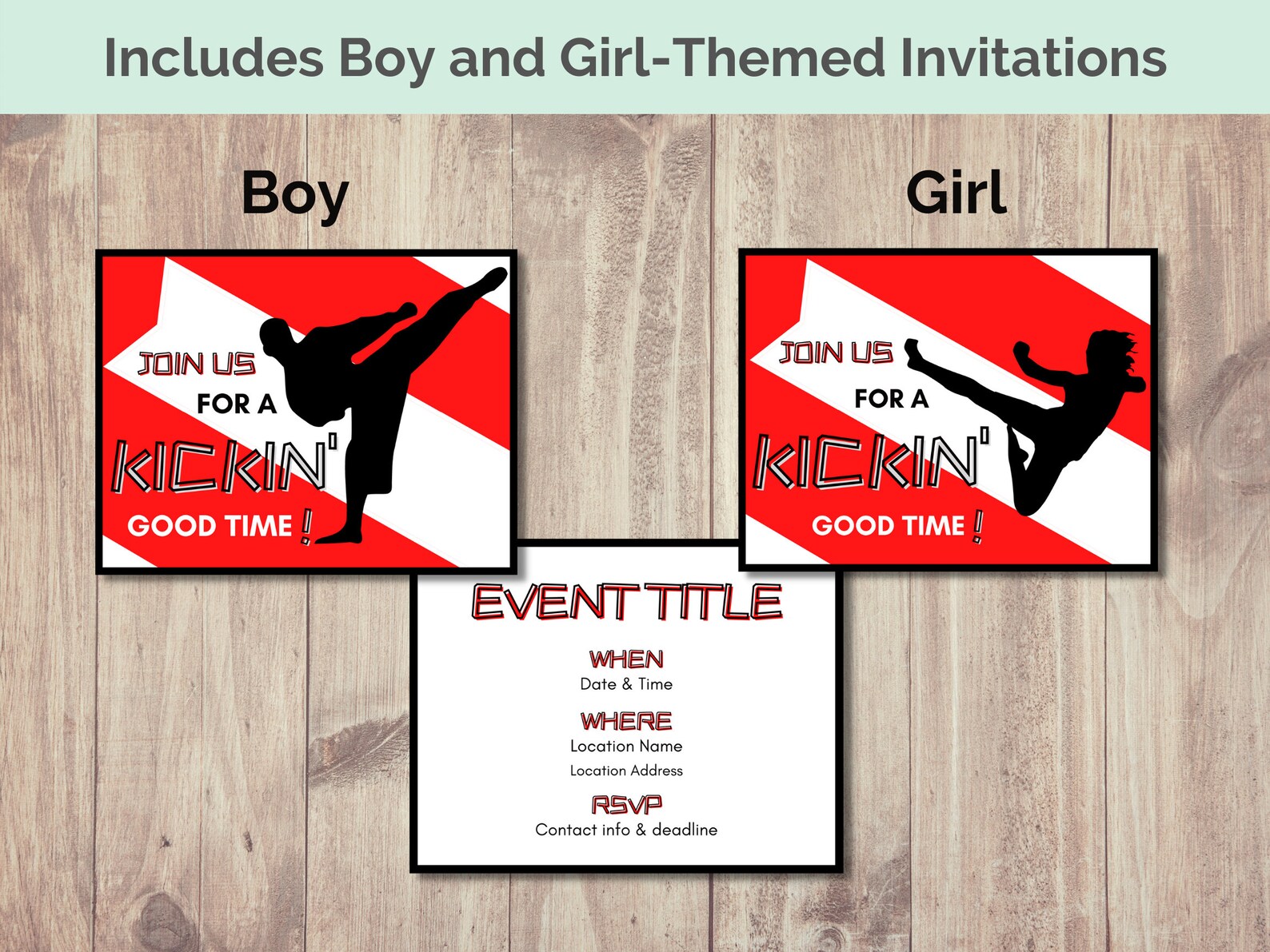 Party Pack of Customizable Martial Arts Party Printables - Etsy