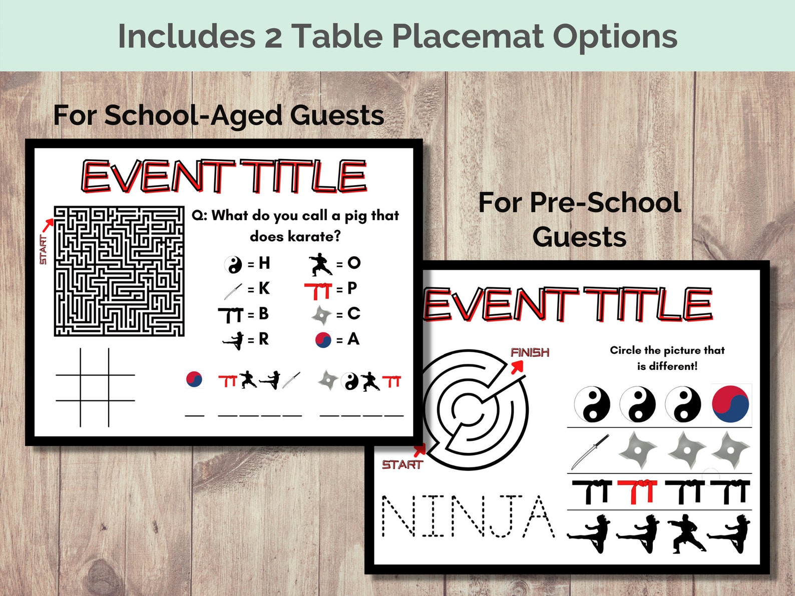 Party Pack of Customizable Martial Arts Party Printables - Etsy