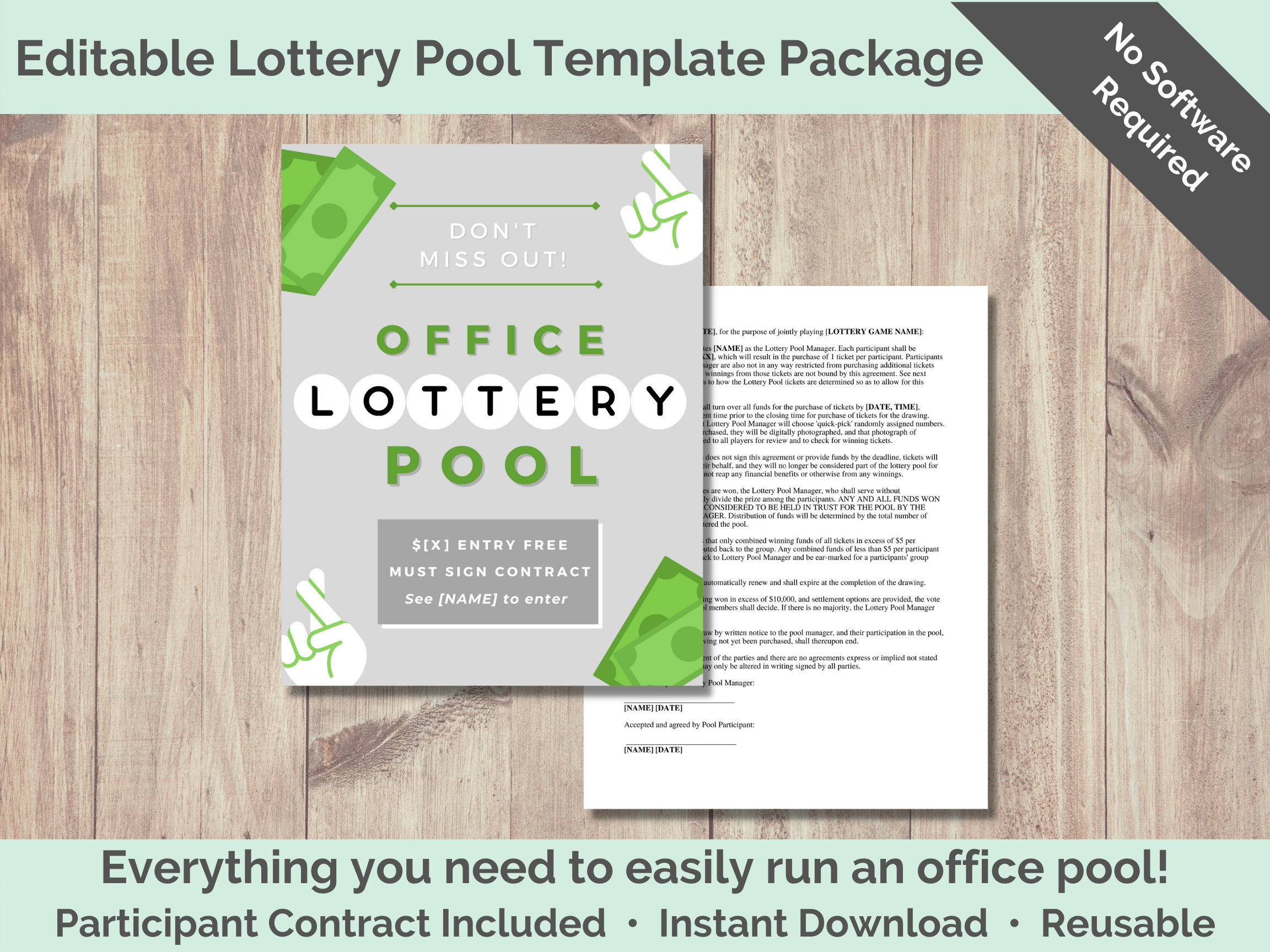 Editable Office Lottery Pool Templates Instant Download Etsy New Zealand