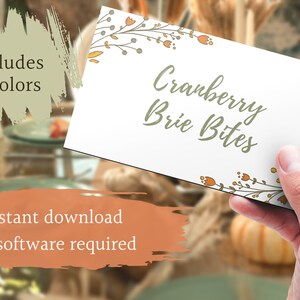 Könnte beinhalten: Druckbarer Lebensmitteletikett mit floralem Design und dem Text "Cranberry Brie Bites".