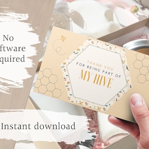 Bedankt dat je deel uitmaakt van mijn Hive Beehive-waardering Bedankt afdrukbaar cadeaukaartje | Direct downloaden | Afdrukken en knippen