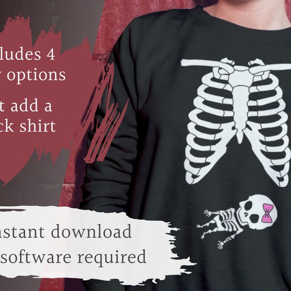 Printable Skeleton Maternity Costume Printable | Instant Download | Reusable