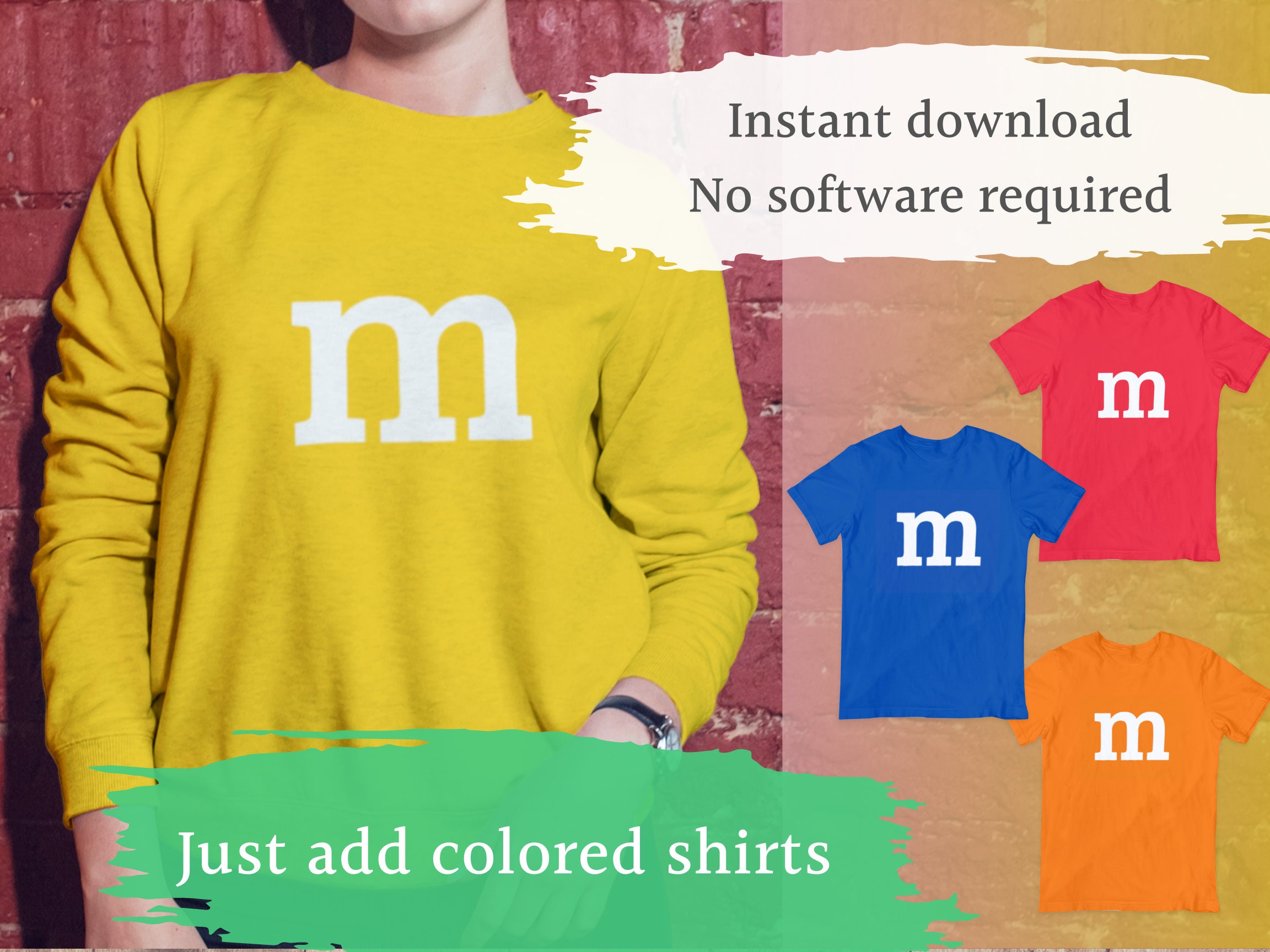M m s Candy Printable Outfit Costume Instant Download Print Attach to Colored Shirt Etsy