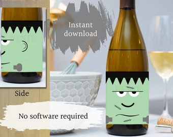 Printable Frankenstein Wine Bottle Sleeve | Instant Download | Reusable