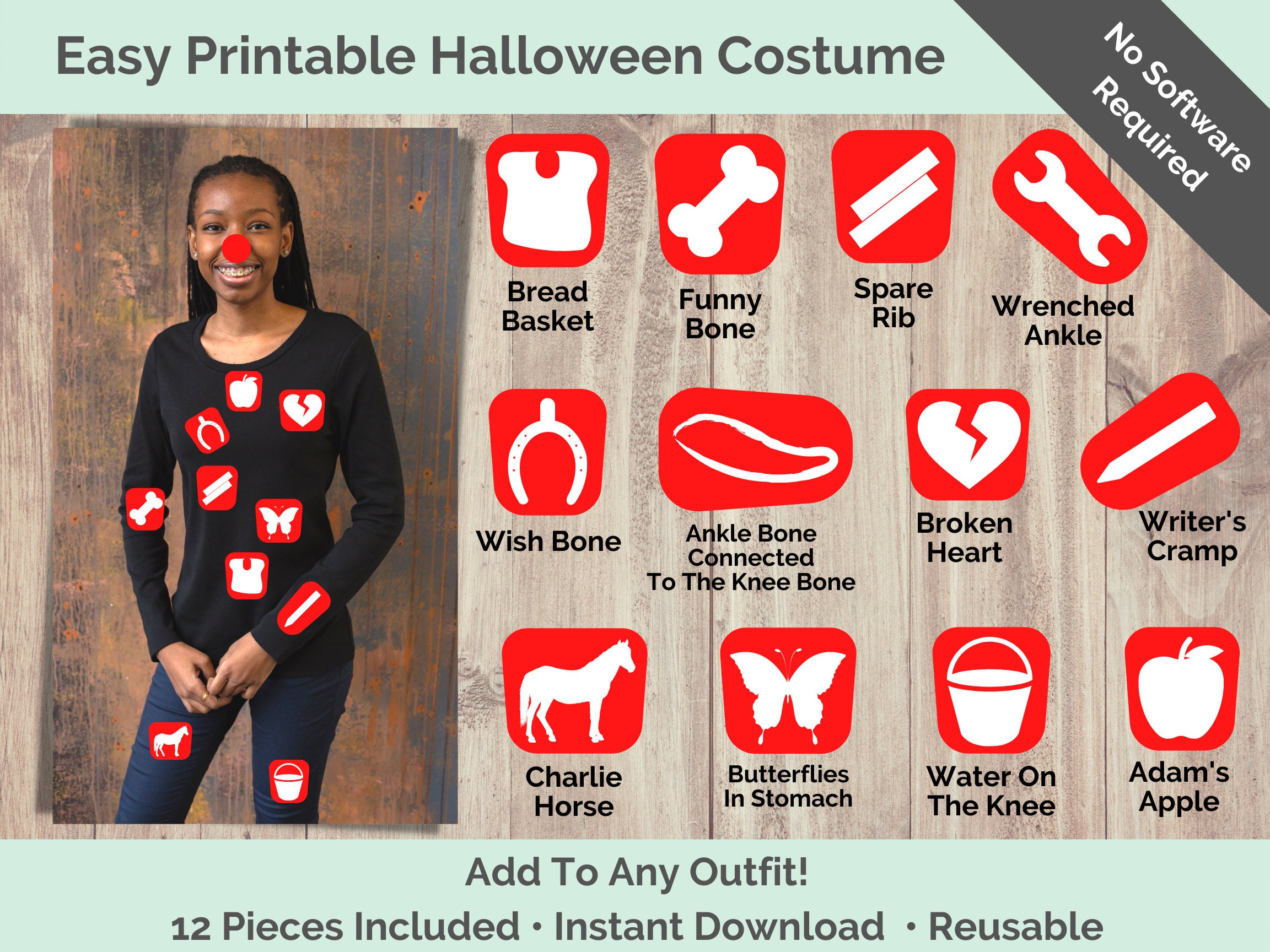 Printable Operation Game Pieces Template For Costume