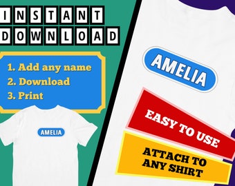 Editable "Wheel of Fortune" TV Game Show Contestant Name Tag Printables | Instant Download | Customize, Print & Cut | Create Unlimited Tags