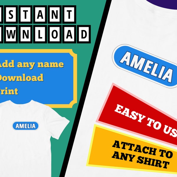 Editable "Wheel of Fortune" TV Game Show Contestant Name Tag Printables | Instant Download | Customize, Print & Cut | Create Unlimited Tags