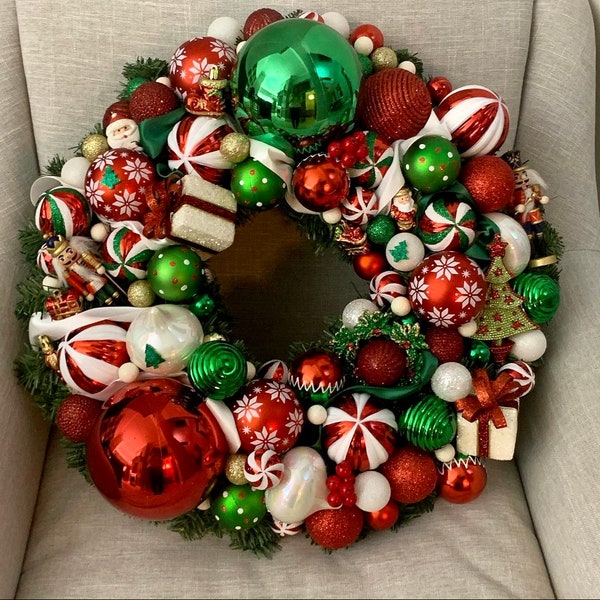 Christmas Bauble Wreath Etsy UK