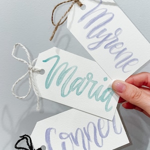 Watercolor Gift Tags with String, Calligraphy Gift Tags Personalized, Gift Tags for Bridesmaids, Gift Tags for Bridal Party, Coworkers