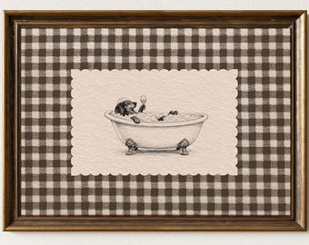 Dackel Badewanne Print, Vintage Hund Bad Kunst, Lustig Badezimmer Dekor