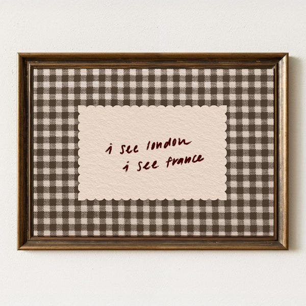 Impresión "Veo Londres, Francia", arte de pared humorístico para baño, decoración de cuadros vichy