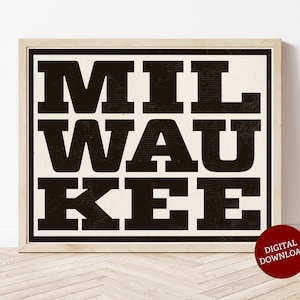 Vintage Milwaukee Typography Print: Retro Midwest Wall Art (Digital Download)