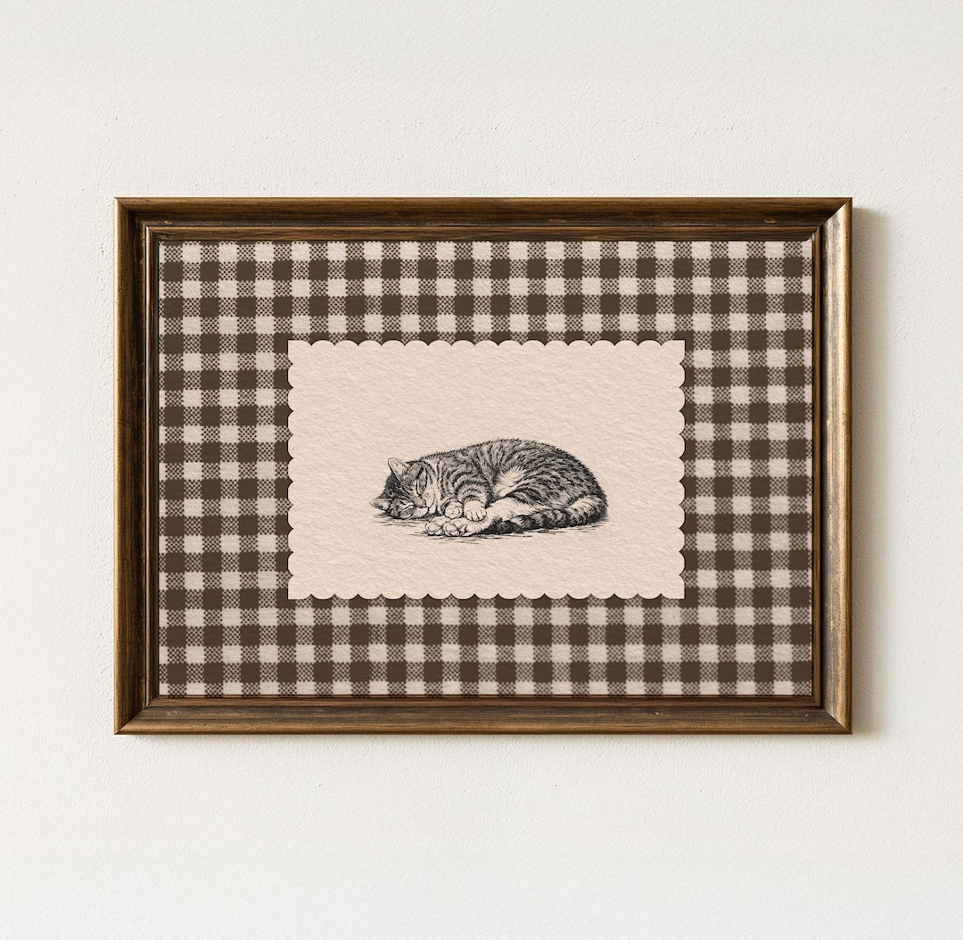 Sleeping Tabby Cat Art Print | Vintage Style Pet Memorial - Etsy