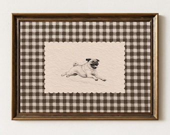 Vintage Running Pug Poster | Dog owner Wall Print