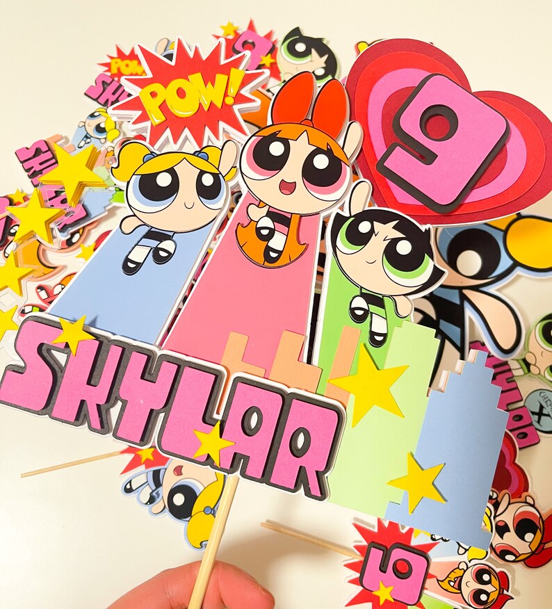 3D Powerpuff Girls Caketopper Party Decor Party Centerpiece Room Decor