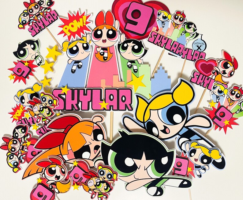 3D Powerpuff Girls Caketopper Party Decor Party Centerpiece Room Decor
