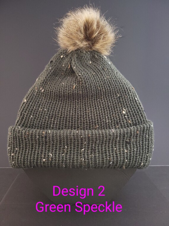 Knit hat with brim deals