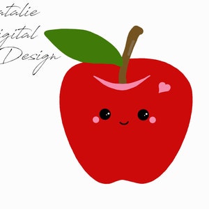 Apple PNG Kawaii Manzana Roja Manzana Fruta Clipart Kawaii Manzana Png Manzana Digital Tiempo de picnic