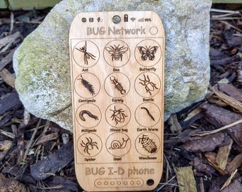 Bug ID Phone Toy: Birch Plywood, Nature Learning Tool