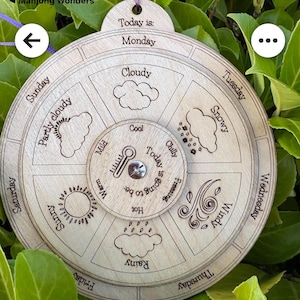 Montessori Weather Wheel: Birch Wood Day and Temperature Calendar, Perpetual calendar for classroom displays