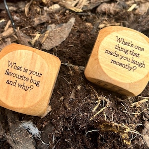 Conversation Starter Dice: Forest School Game, Sustainable Beech Wood