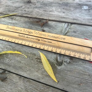 Mega Worm measure: Large Wooden Ruler - Natural Oil Finish image 3