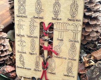 Knot Tying Trainer: Educational Wood Toy (16 Forest School Knots)