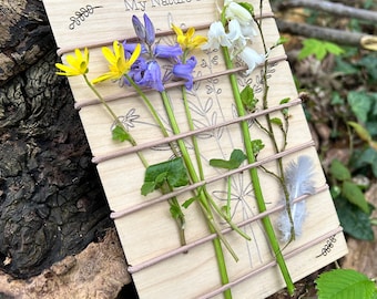 Nature trail, scavenger,  weaving board, personalised teachers gift, birthday leaving gift, forest school, primary, eyfs, outdoor learning