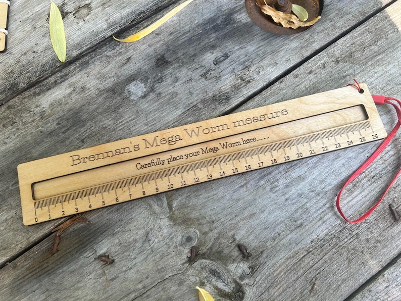 Mega Worm measure: Large Wooden Ruler - Natural Oil Finish image 1